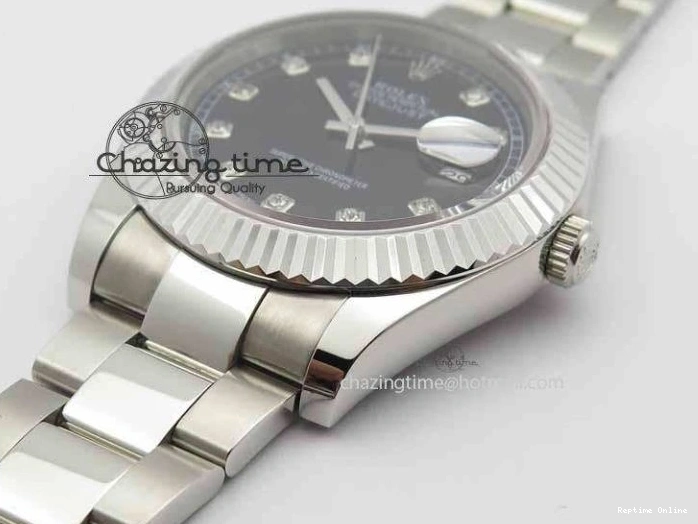 0218 DateJust II 41mm SS BP Maker Best Edition Black Dial Diam On SS Bracelet SA Lightweight 3728